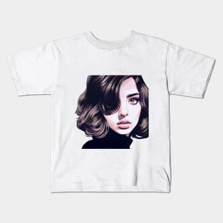 Ana de Armas Pink with Neutral Pastel Color Tones, Retro Vintage Modern Pop Art Design Kids T-Shirt